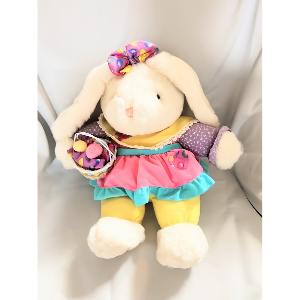 Vintage MTY International‎ Easter Bunny Plush Large 21 Inch Rabbit with Basket